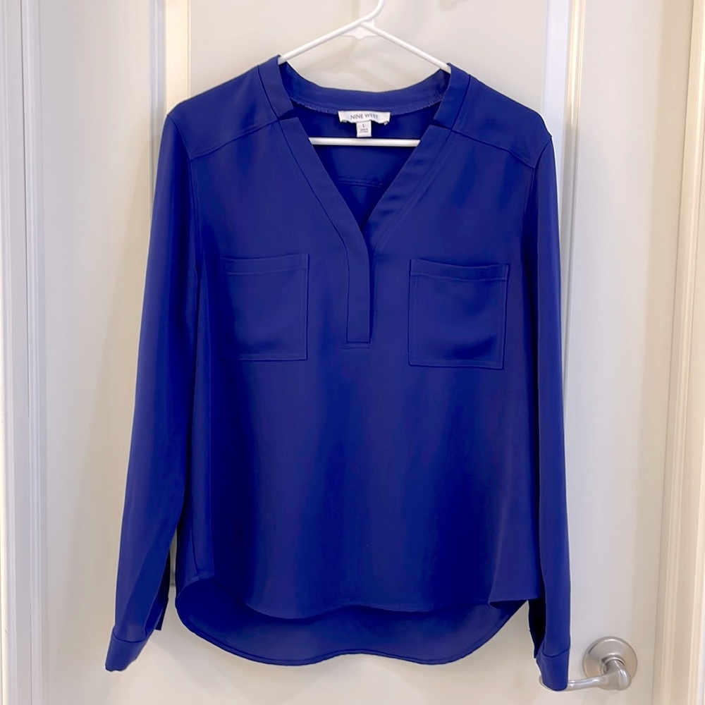 Women’s Nine West Pop Over Royal Purple Blouse - size Large